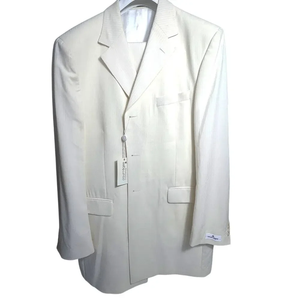 Courrèges Homme Men's Ivory Virgin Wool 2 Piece Designer Suit France US 38